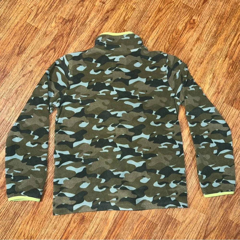 OshKosh B'gosh Jacket Fleece Camo Boys Size 14 Full Zip Green Army Print Soft